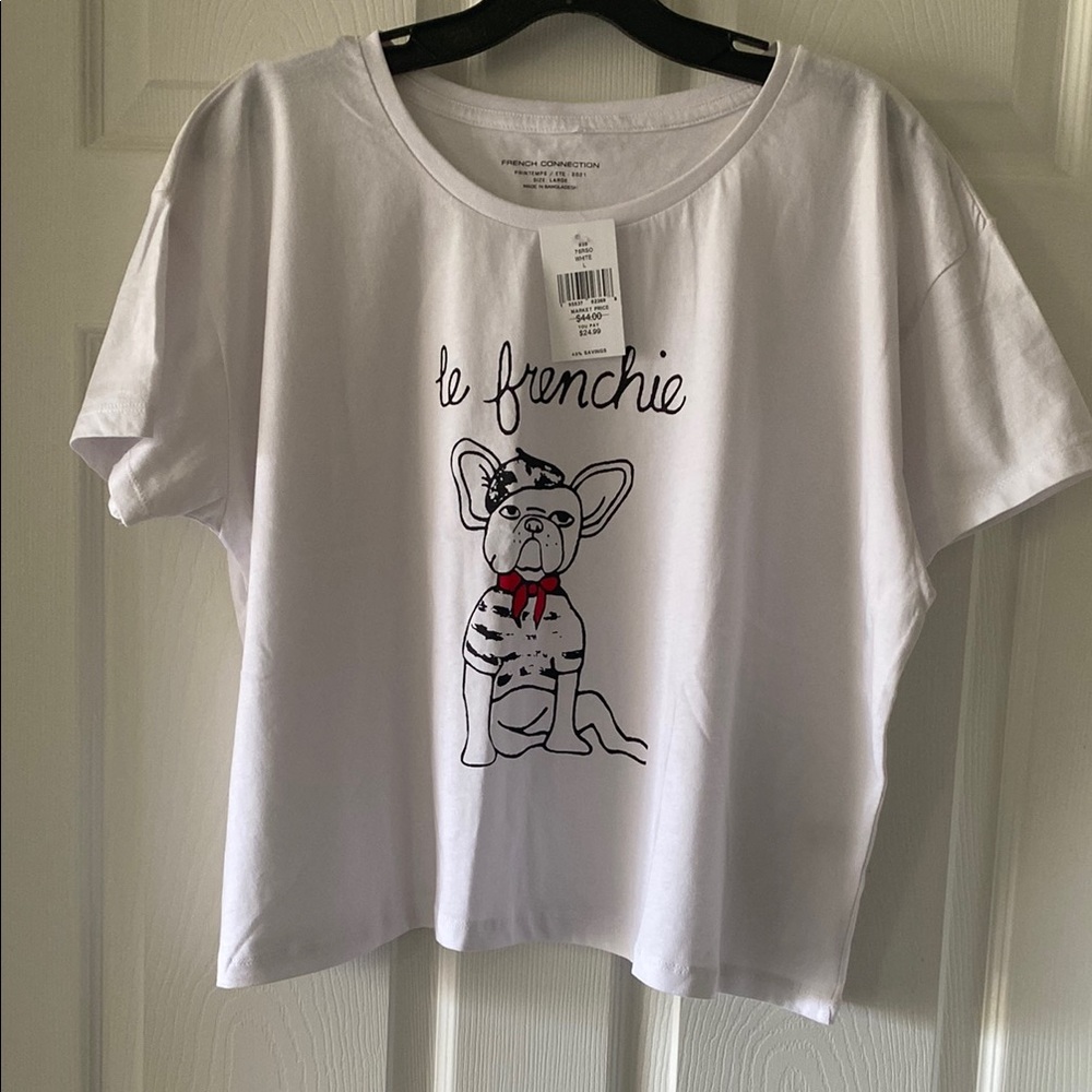 White Graphic Tee with French Bulldog Design